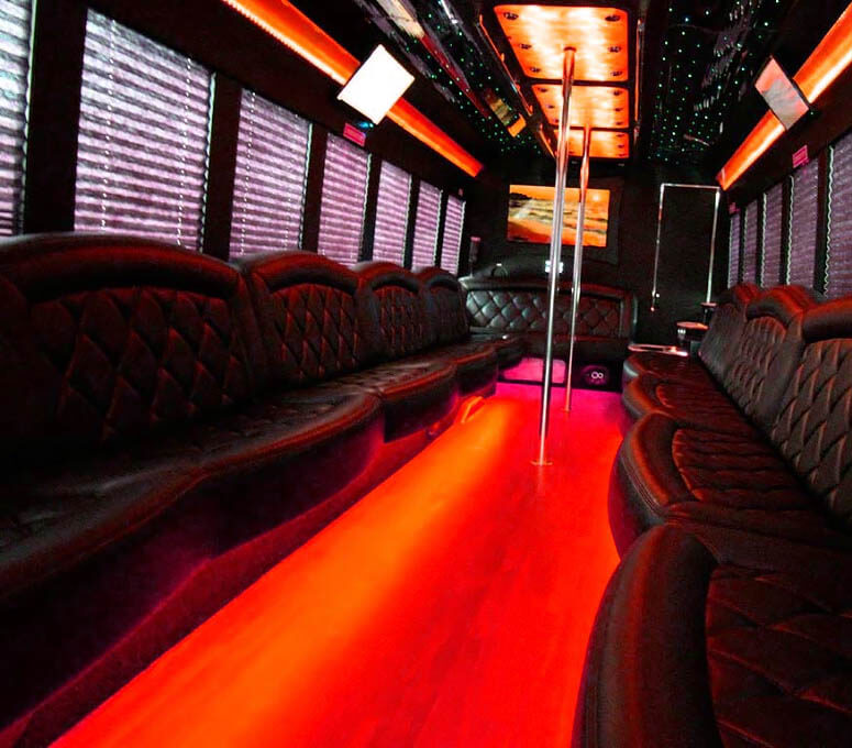 spacious party bus interior